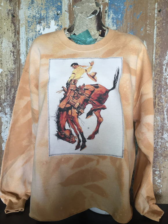 Bronco distressed old gold sweatshirt